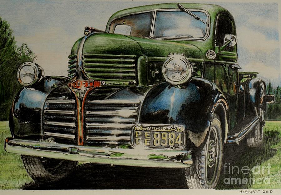 Dodge Truck Drawing by Jackie Bryant