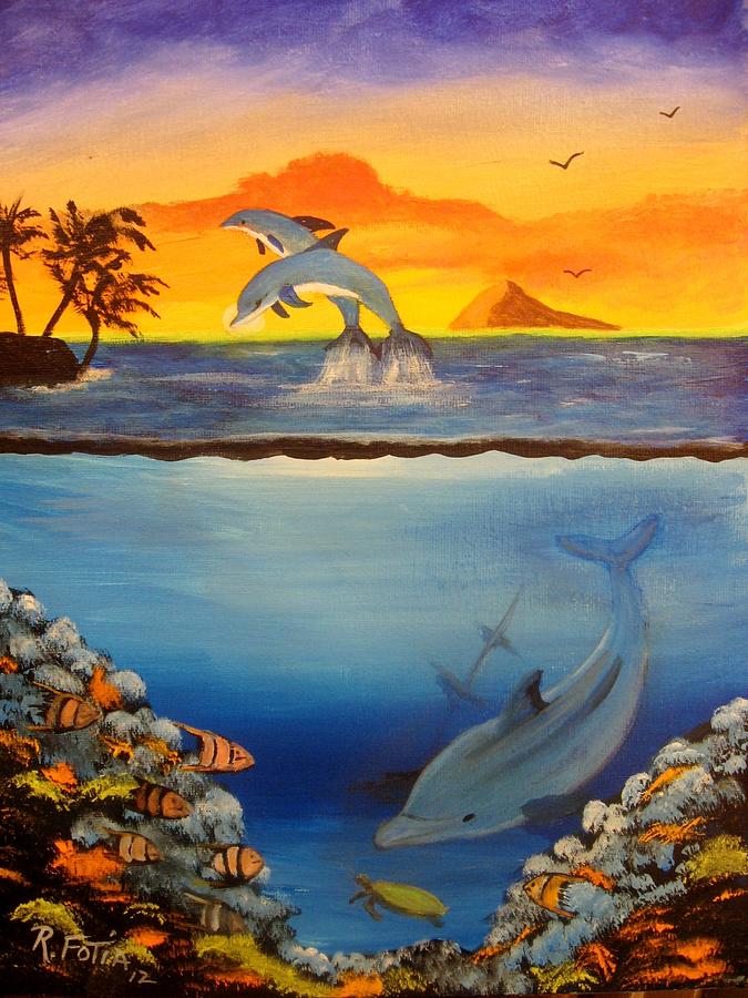 Dolphins Painting By Rich Fotia Fine Art America