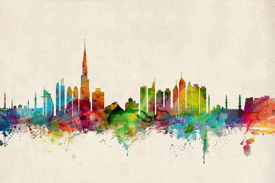 Dubai Skyline Digital Art by Michael Tompsett