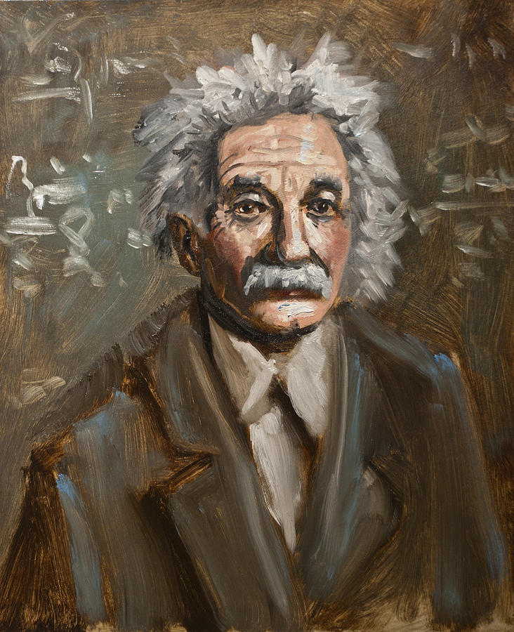 Einstein Oil Sketch Painting By Mark Zelmer