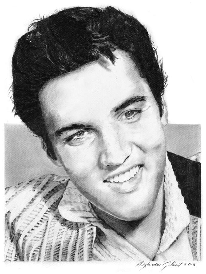 Elvis Presley Pencil Drawing by Alexander Gilbert