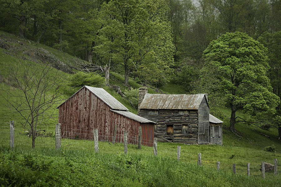 Farm House And Red Barn In West Virginia Photograph by Mark Serfass