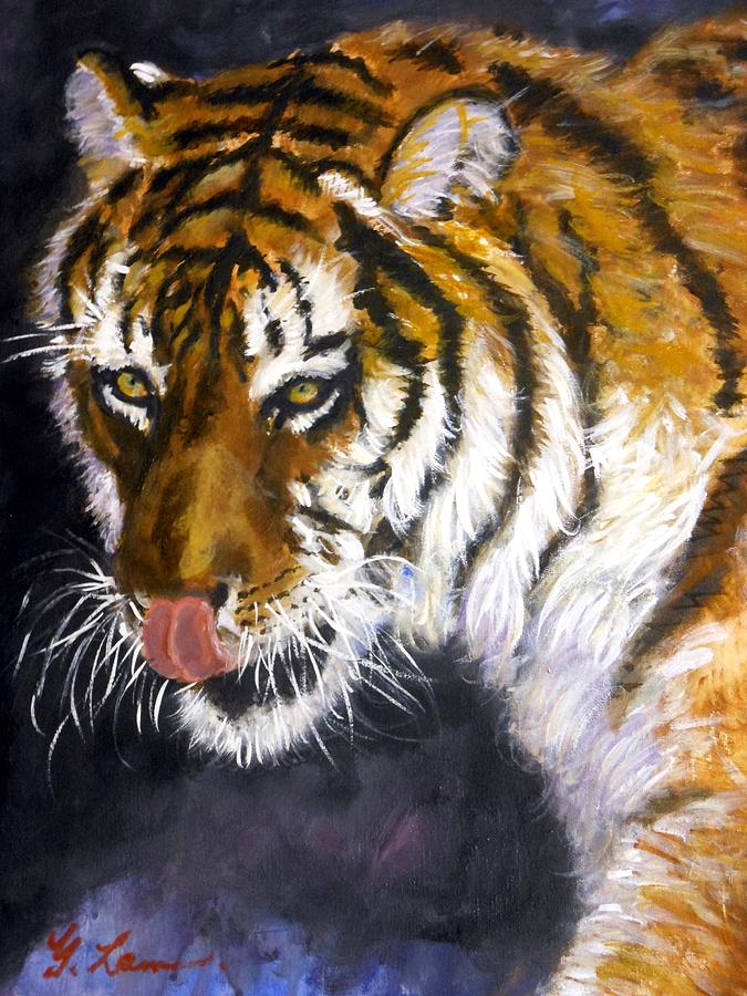 Ferocious Siberian Tiger Painting By Gilbert Lam