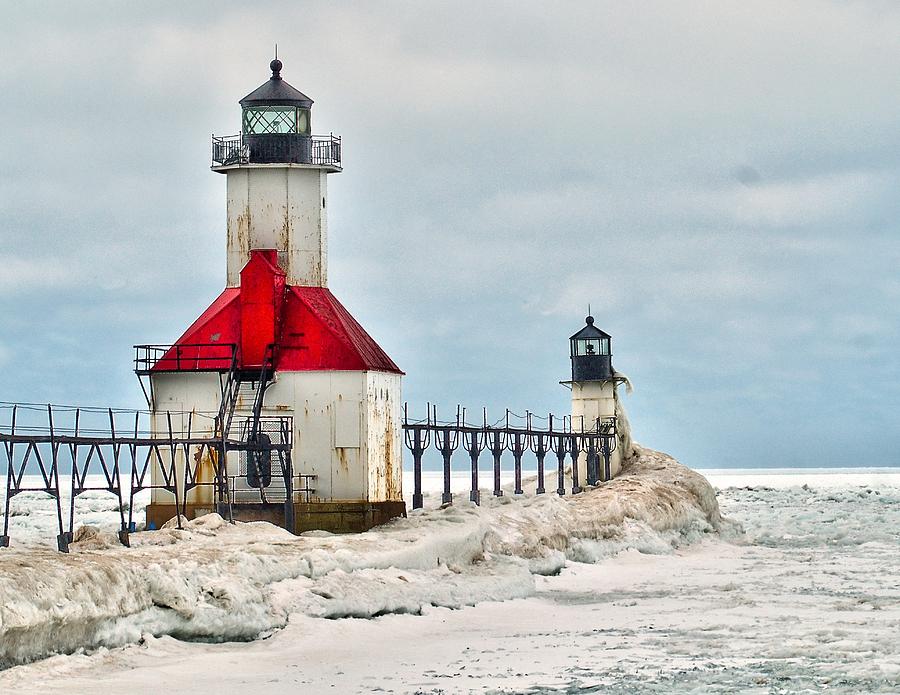 Frozen St Josephs Light Photograph By Nick Zelinsky Jr Pixels