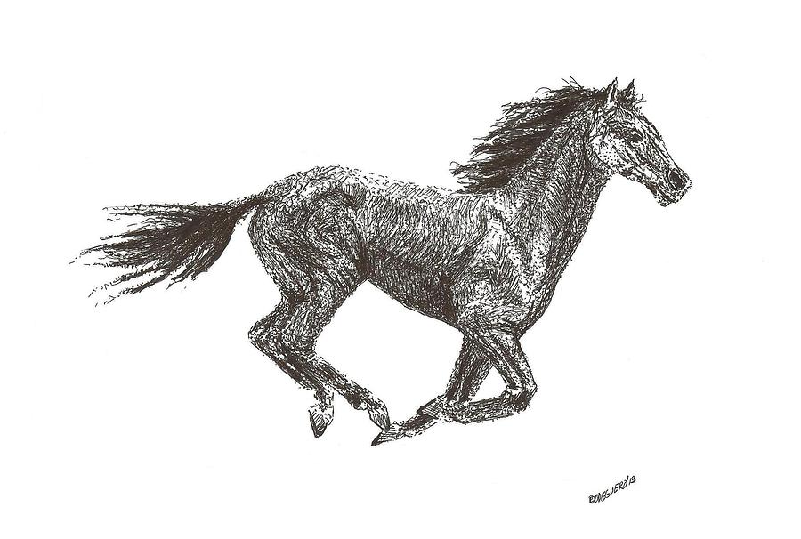 Galloping Drawing by Mario Perez