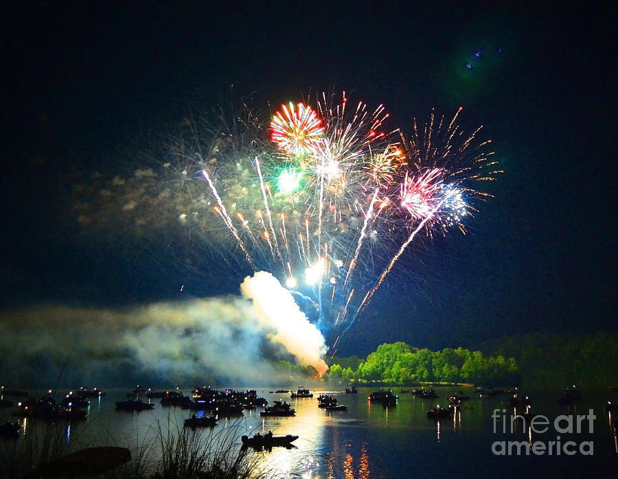 Grand Finale Of Fireworks Over The Lake2 Photograph