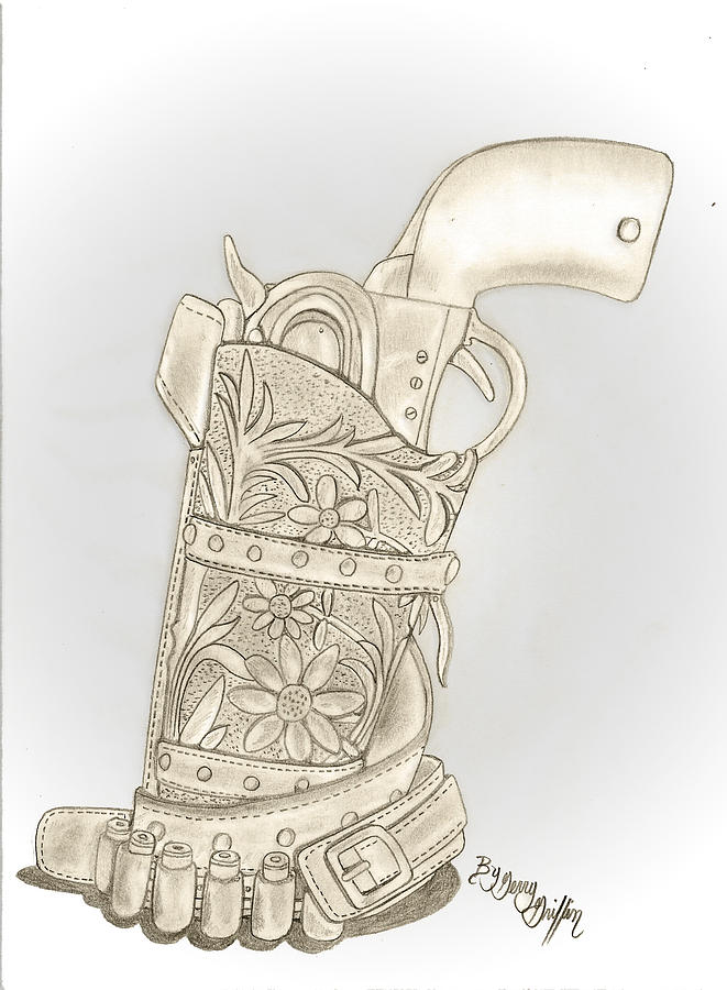 Gun In Holster Drawing by Gerald Griffin