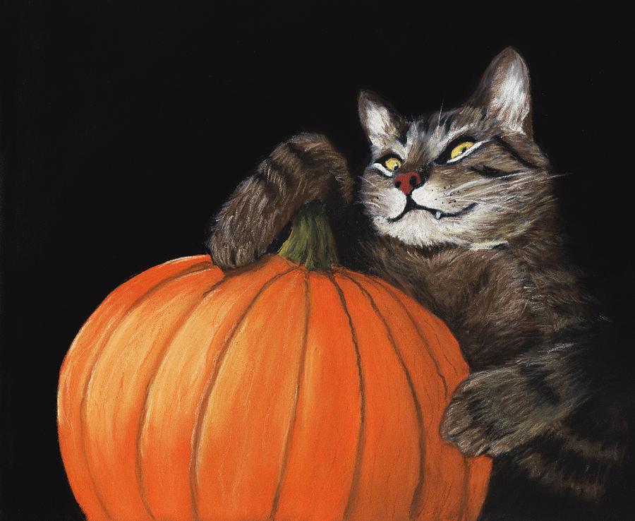 Halloween Cat Painting by Anastasiya Malakhova