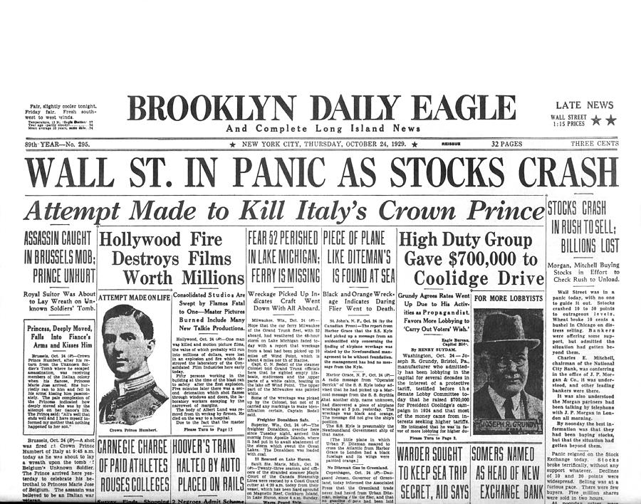 Headlines For Wall St Crash Photograph By Underwood Archives