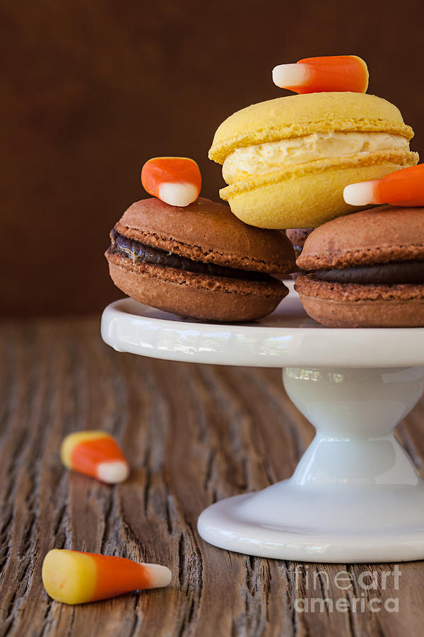  - healthy-halloween-treat-french-chocolate-macaroon-with-orange-candy-corn-susan-mckenzie