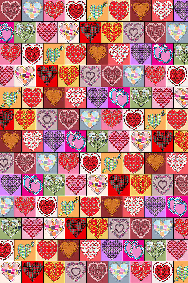 Heart Patches Digital Art By Vicki Podesta Fine Art America