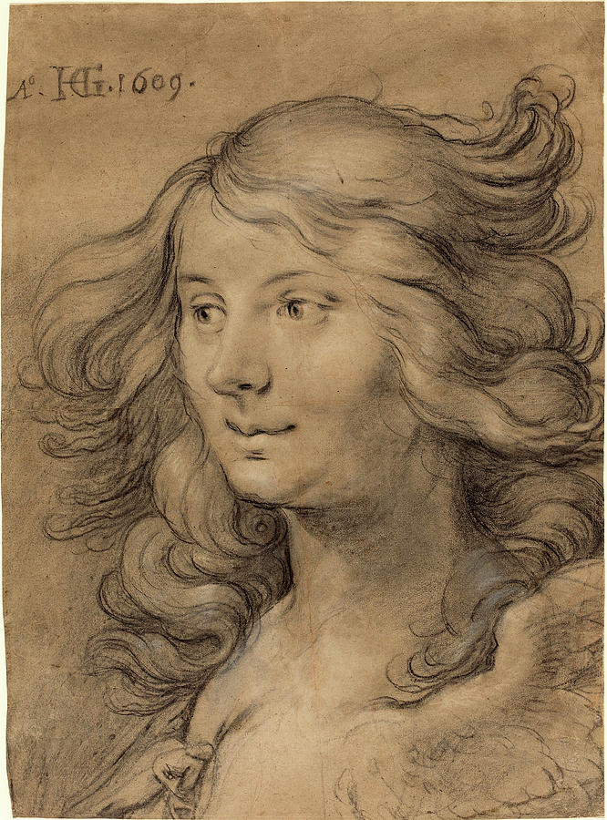 Hendrik Goltzius Dutch Head Of A Siren Drawing By Quint