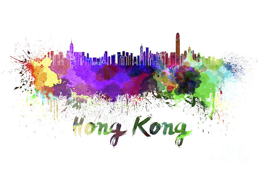 Hong Kong Skyline In Watercolor Painting By Pablo Romero Pixels