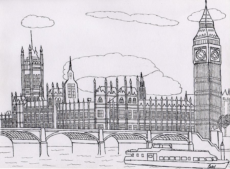 House Of Parliament Drawing Sketch Coloring Page