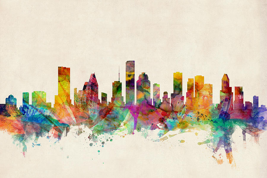 Houston Texas Skyline Digital Art by Michael Tompsett