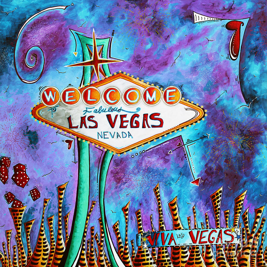 Iconic Las Vegas Welcome Sign Pop Art Original Painting By Megan