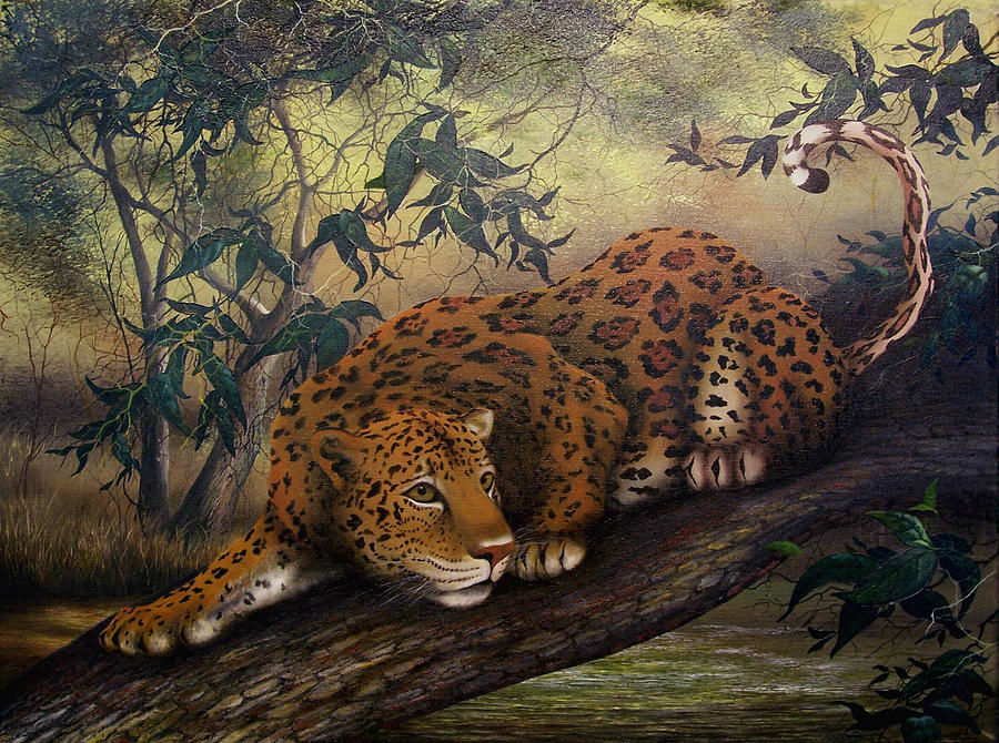 Jungle Cat Painting by Jerry Sauls