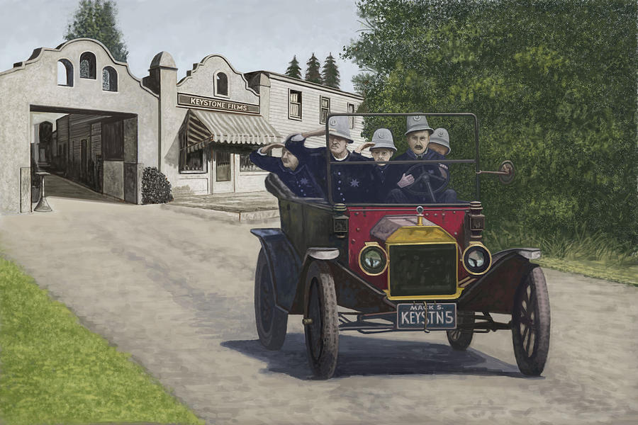 keystone-cops-painting-by-robert-romhanyi