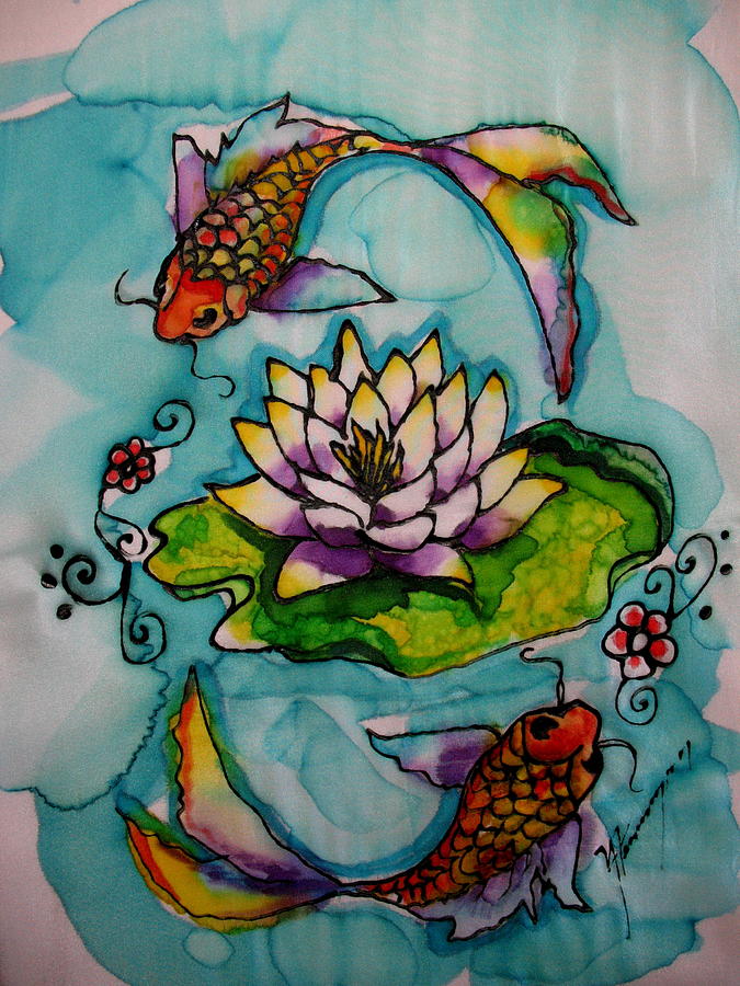 Koi Pond Painting By Yvonne Feavearyear Fine Art America