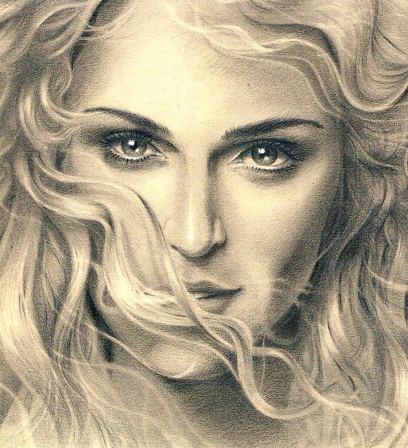 Madonna Portrait Drawing by Martin Velebil
