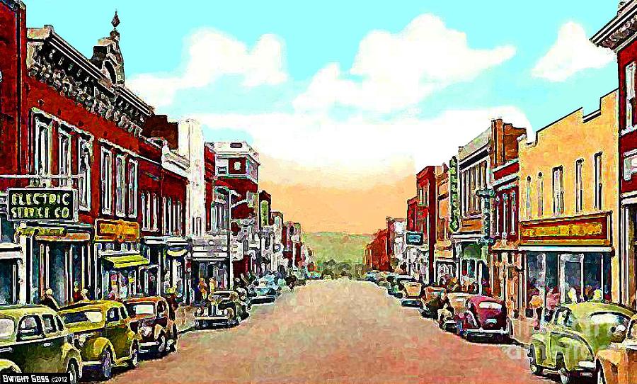Main Street Theatre And Stores In South Boston Va In 1940 Painting by