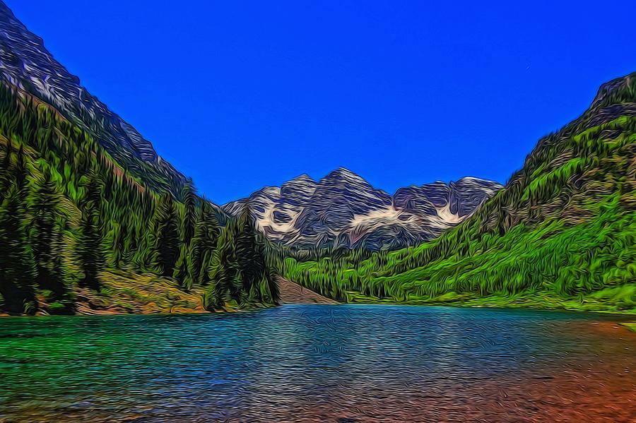 Maroon Bells Colorado In Summer Digital Art by Dan Sproul