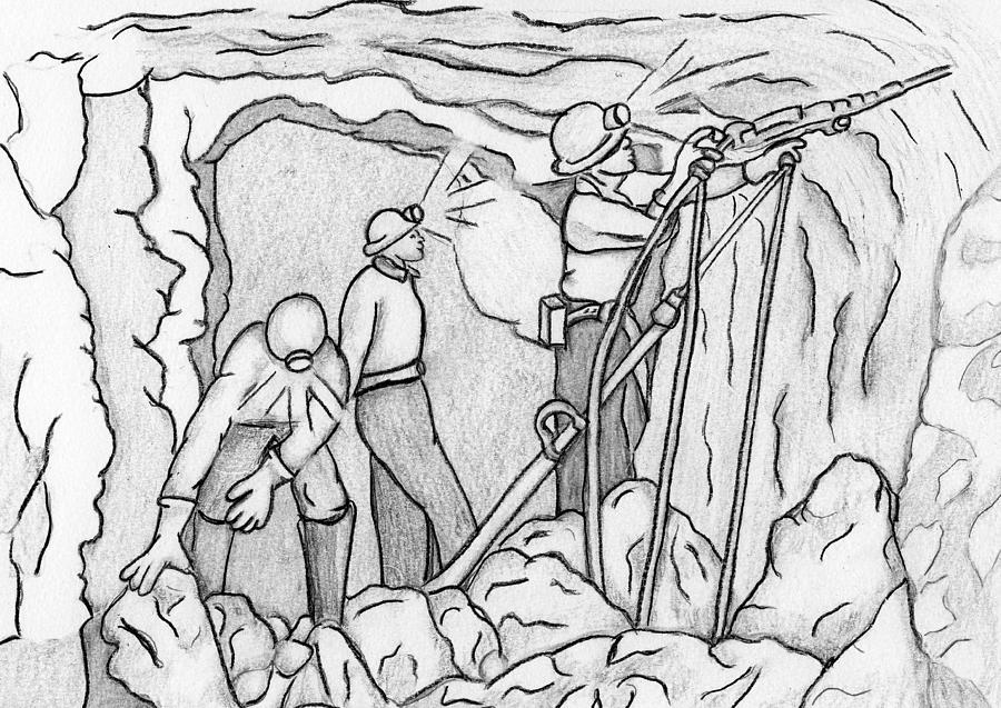 Miners At Work Drawing by Amanda Balough