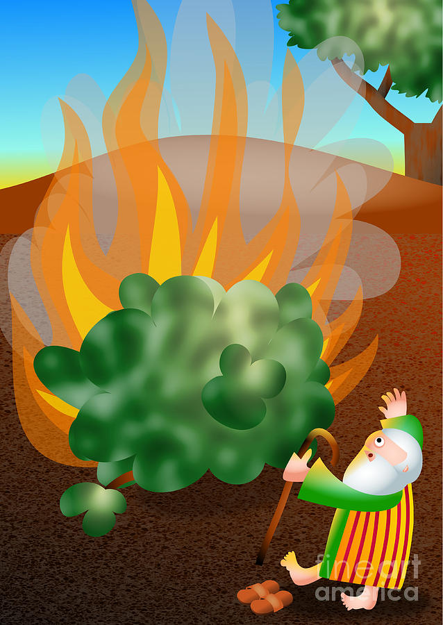 Moses And The Burning Bush Digital Art By Prawny Clipart Cartoons 
