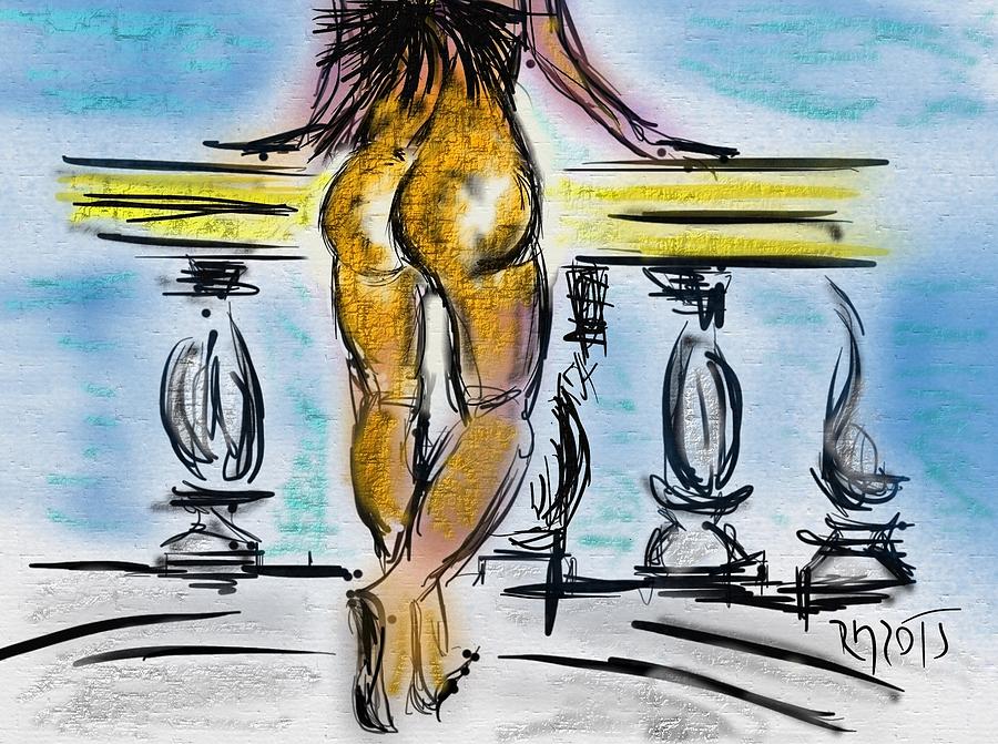 Naked At Balcony Digital Art By Ricardo Mester