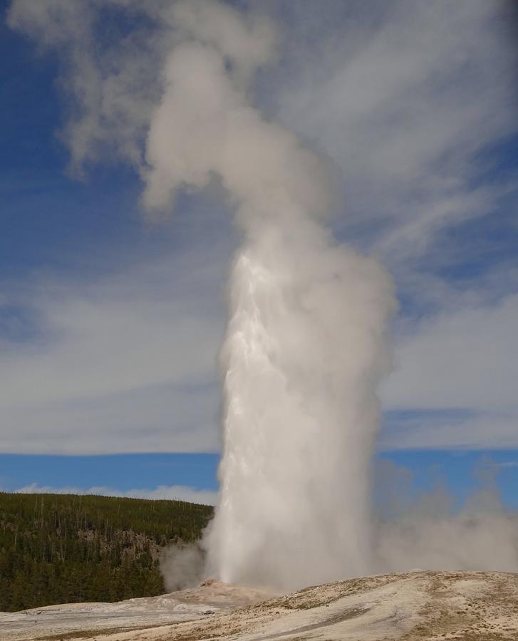 Old Faithful Eruption In Yellowstone Photograph by Dan Sproul