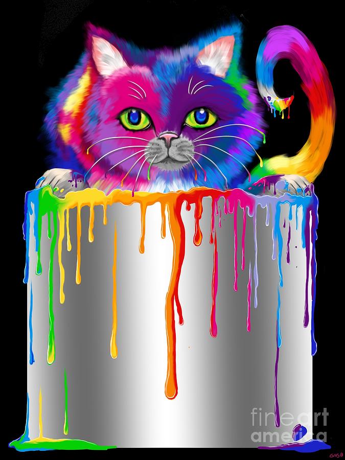 Paint Can Cat Painting by Nick Gustafson