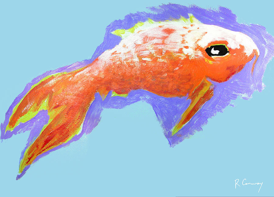 Peaceful Orange Goldfish Painting by Robert Conway