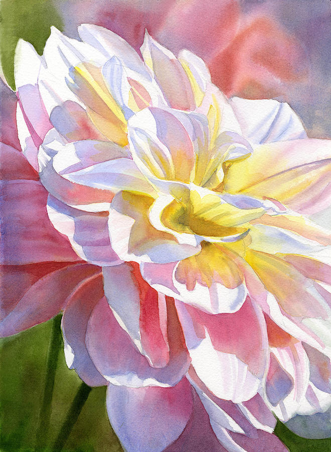 Peach And Yellow Dahlia Painting By Sharon Freeman