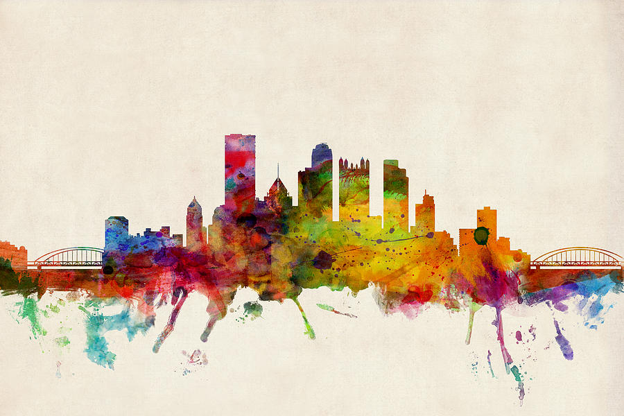 Pittsburgh Pennsylvania Skyline Digital Art by Michael Tompsett