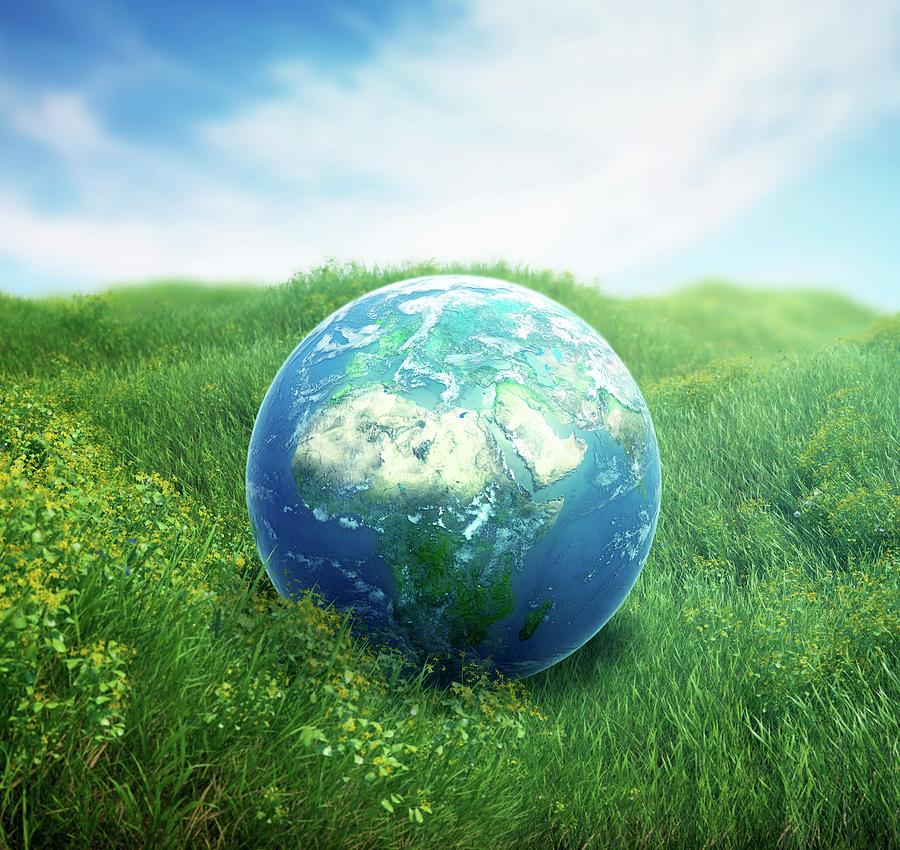 Planet Earth On Grass Photograph By Andrzej Wojcicki Fine Art America