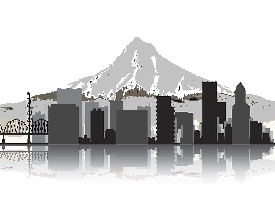 Portland Oregon Skyline 2 Digital Art by Daniel Hagerman