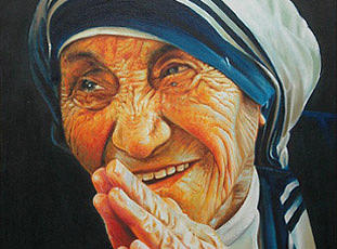 Portrait Of Mother Theresa Painting - Portrait Of Mother Theresa Oil On Canvas by Rajasekharan Parameswaran - portrait-of-mother-theresa-oil-on-canvas-rajasekharan-parameswaran-