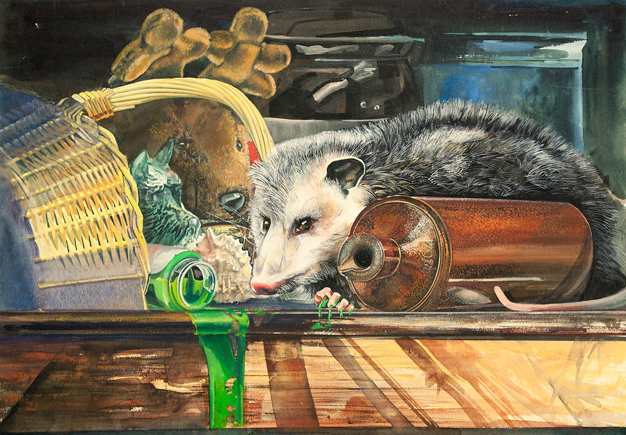 Possum And Green Paint Painting By Robert Brent Fine Art America