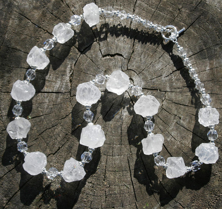 Quartz Nugget And Swarovski Crystal Necklace Jewelry