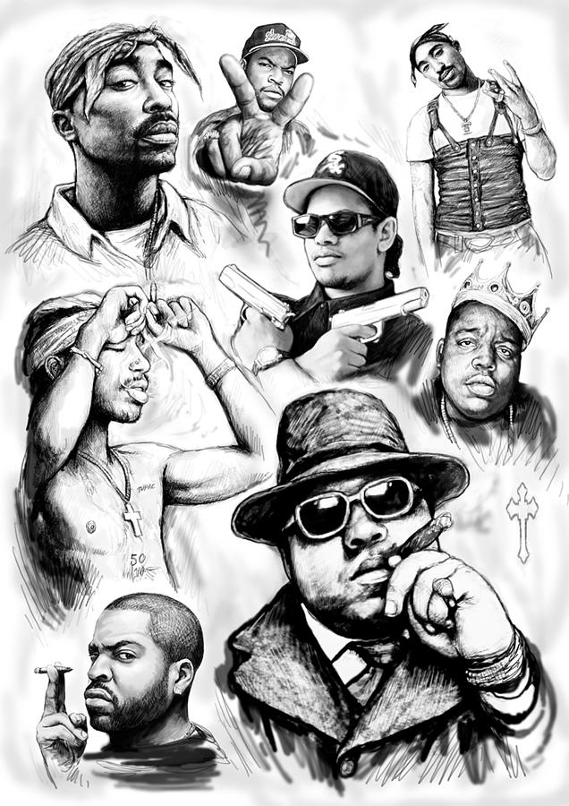 Rap Group Drawing Art Sketch Poster Painting by Kim Wang