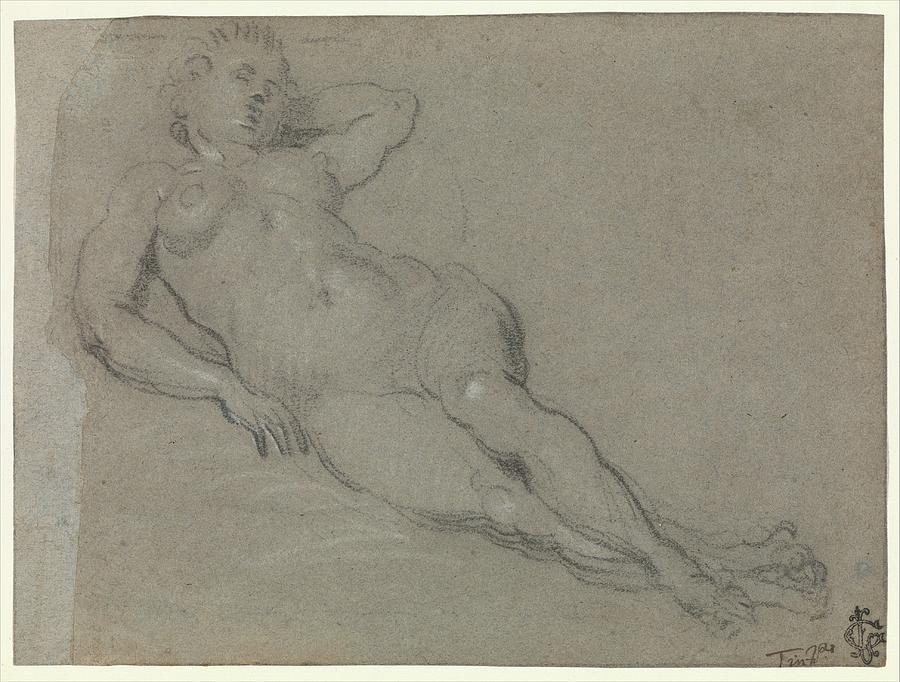 Reclining Female Nude Drawing By Domenico Tintoretto Fine Art America