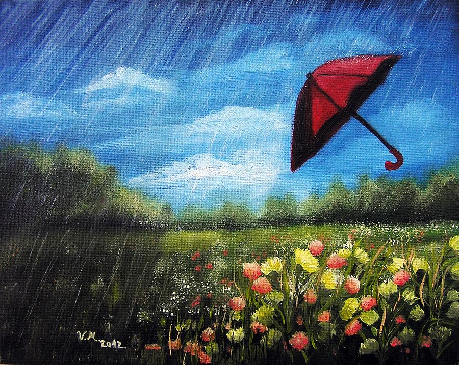 Red Umbrella Painting