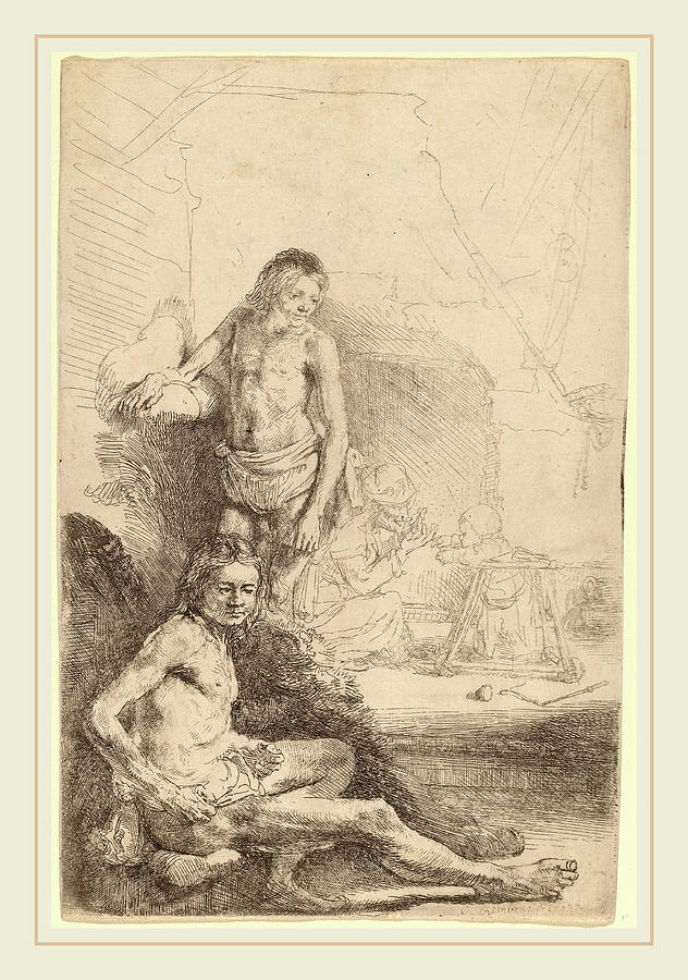 Rembrandt Van Rijn Dutch 1606 1669 Nude Man Seated Drawing By Litz