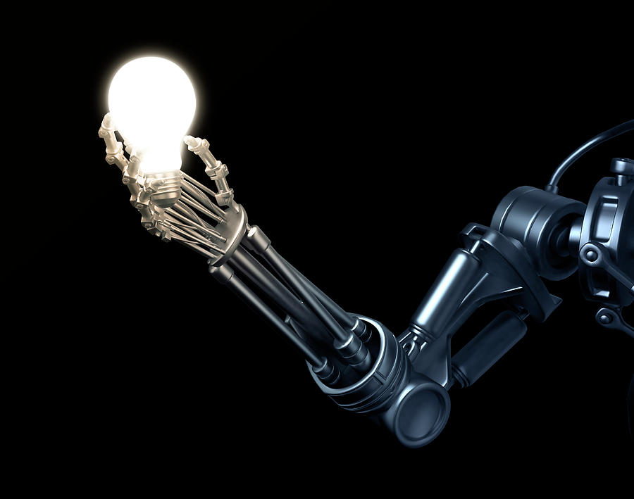 Robotic Hand Holding A Lightbulb Photograph By Andrzej Wojcicki Fine