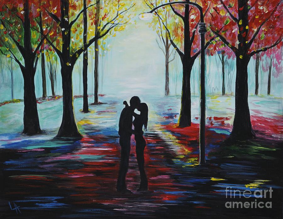 Romantic Kiss Painting by Leslie Allen
