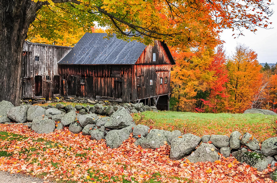 Rustic Barn - New Hampshire Autumn Scenic Photograph