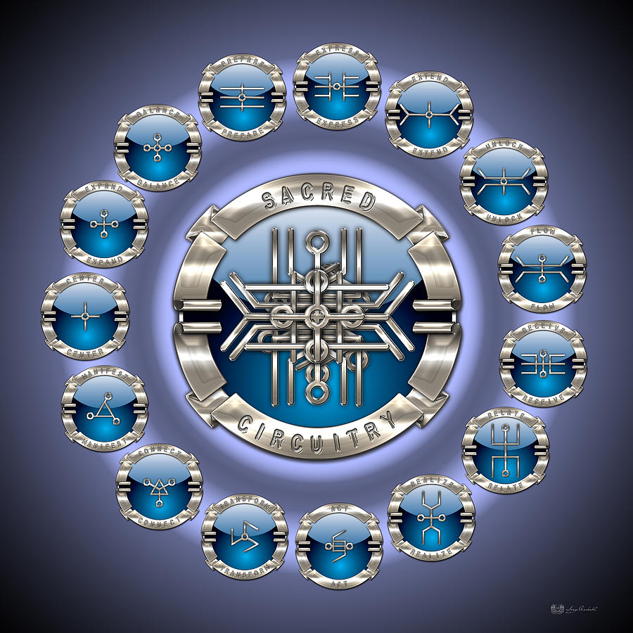 Sacred Circuitry - The Full Circle Digital Art by Serge Averbukh