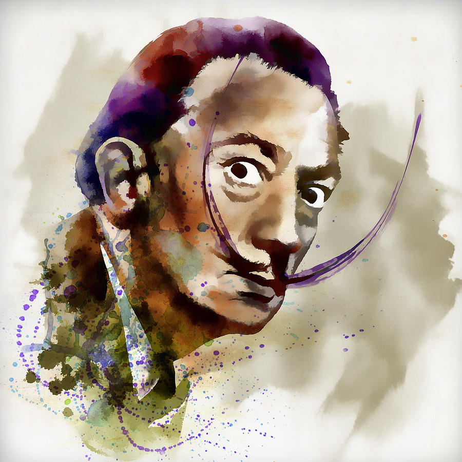Salvador Dali Watercolor by Marian Voicu