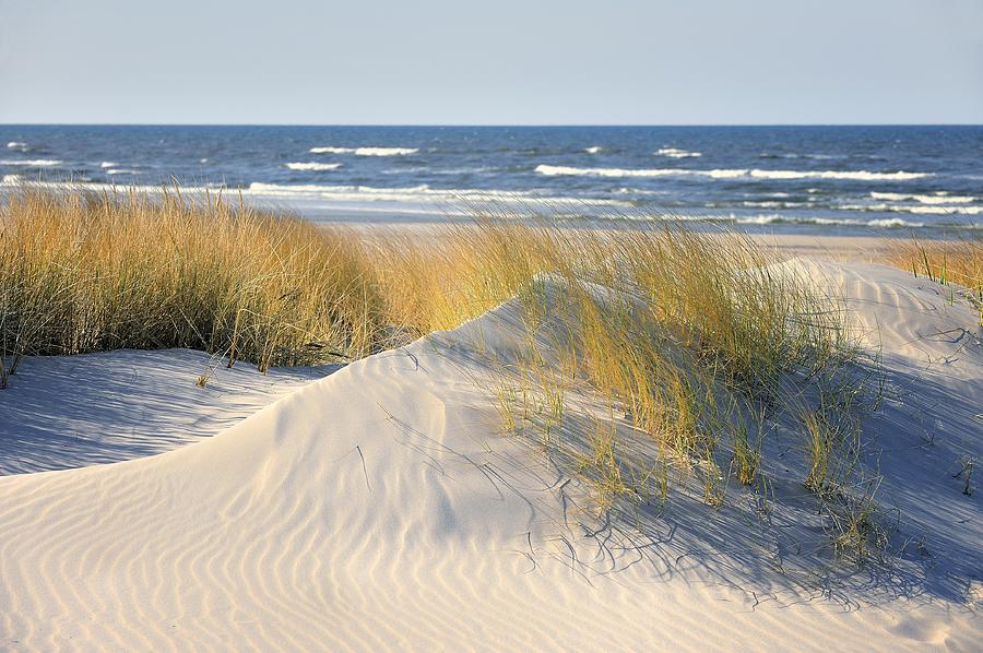 Sand Dunes And Ocean Photograph by Jan Sieminski