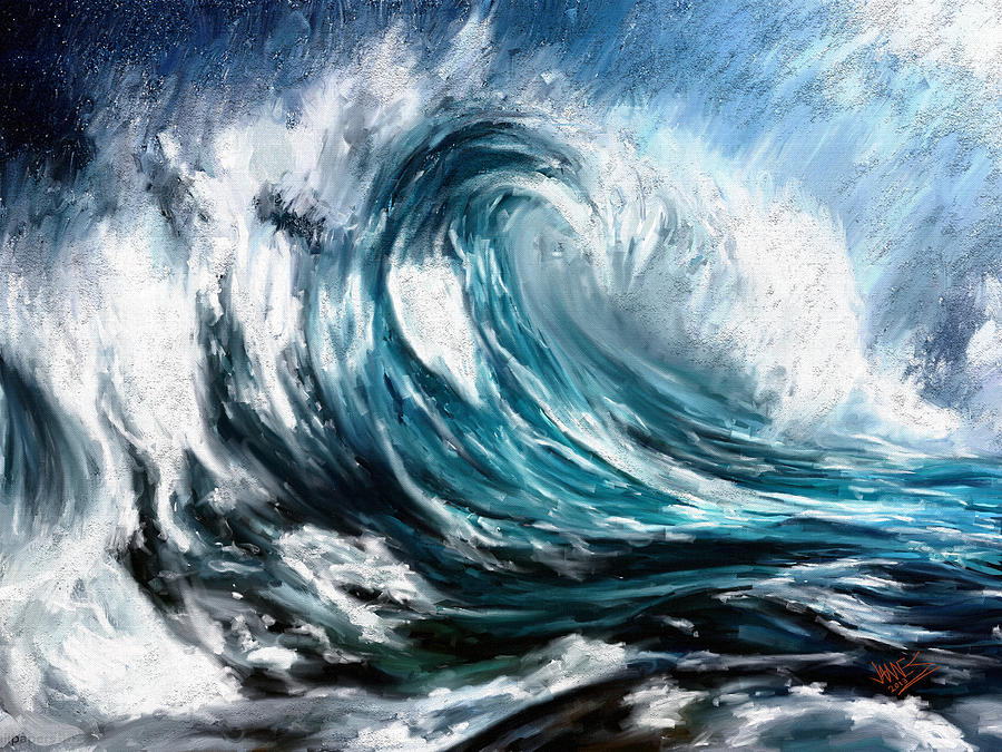dramatic ocean waves painting